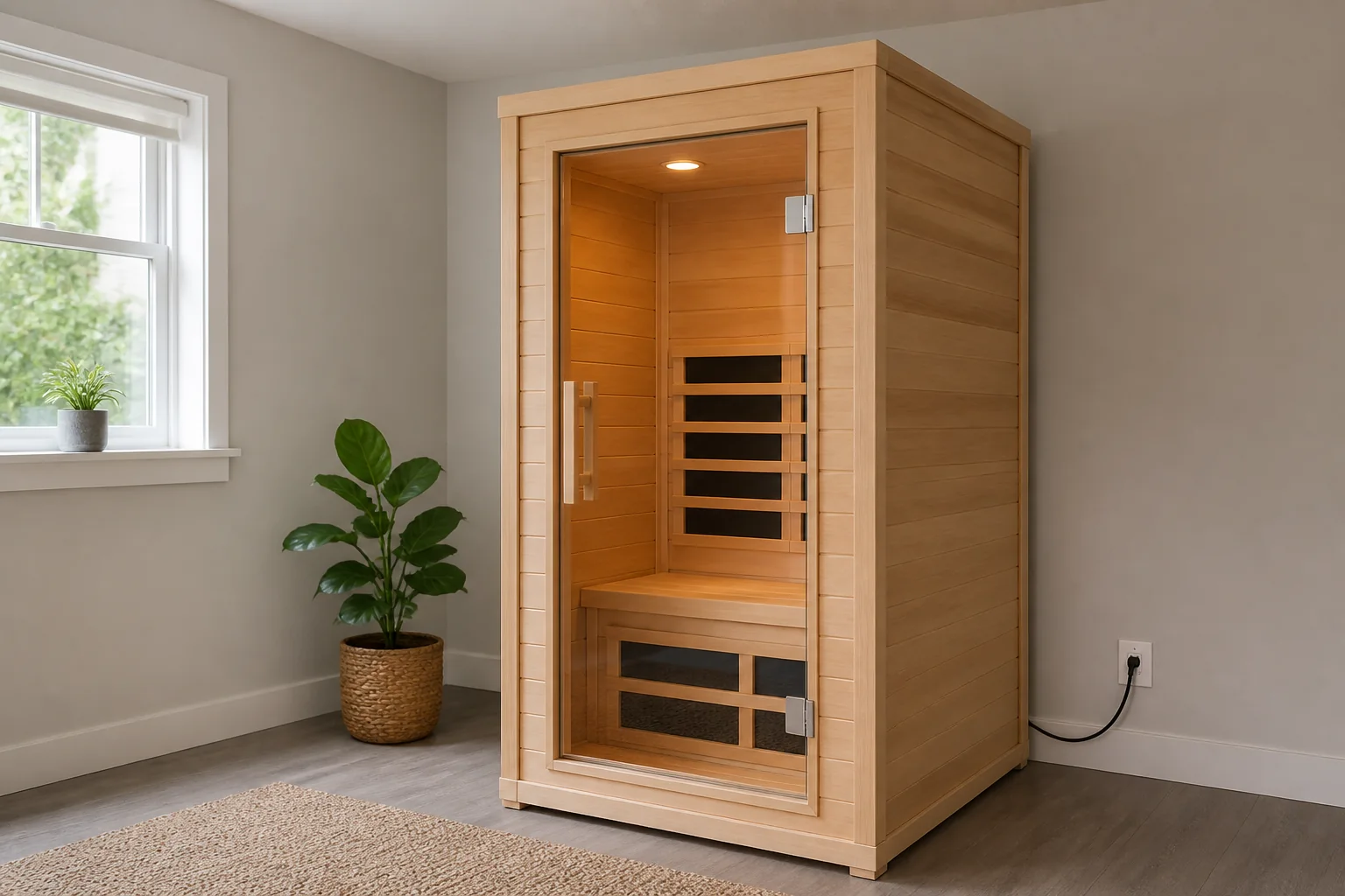 Representative compact indoor infrared sauna cabin