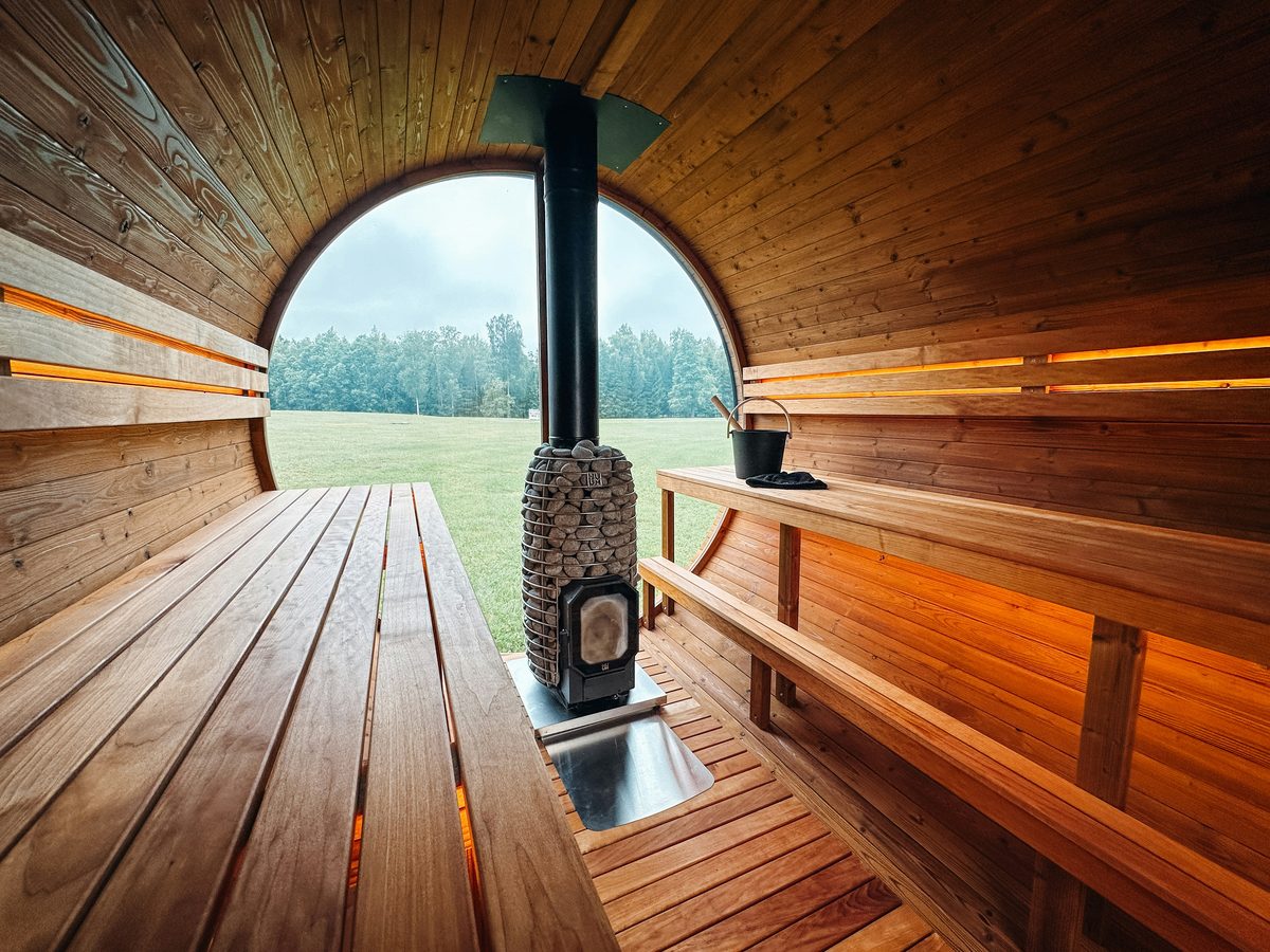 Modern wooden sauna interior